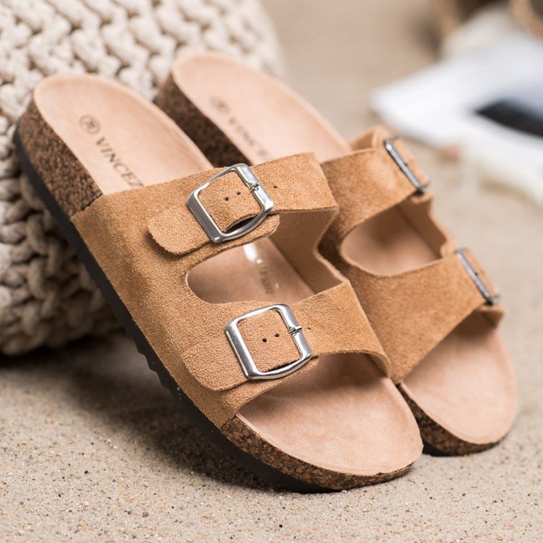 VINCEZA Csattal Papucs barna 1