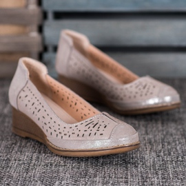 Filippo Bőr szivattyúk csillogással barna sárga 1