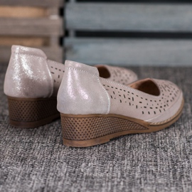 Filippo Bőr szivattyúk csillogással barna sárga 2