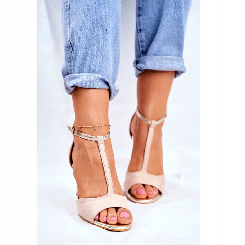 S.Barski Női szandál magas sarkú bézs 280-58 Move On Me 2