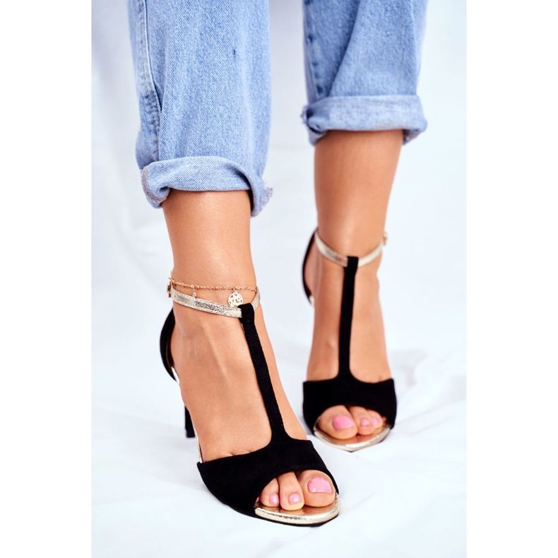 S.Barski Női szandál a magas sarkú fekete 280-58 Move On Me 2