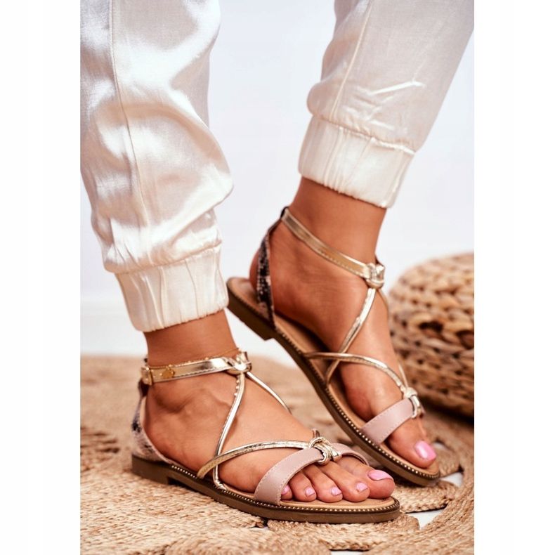 S.Barski Női szandál Lapos bézs és arany Barski Samim aranysárga 1