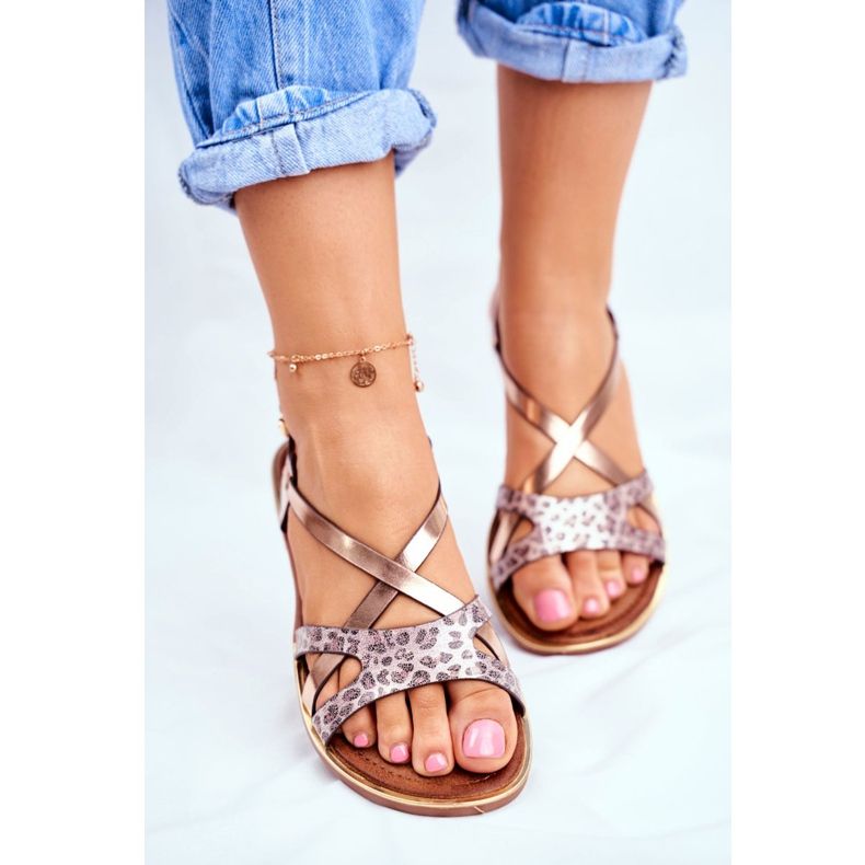 S.Barski Női lapos szandál Champagne Barski Lomba rózsaszín sárga 2