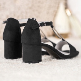 Goodin Elegáns magas sarkú szandál fekete 2