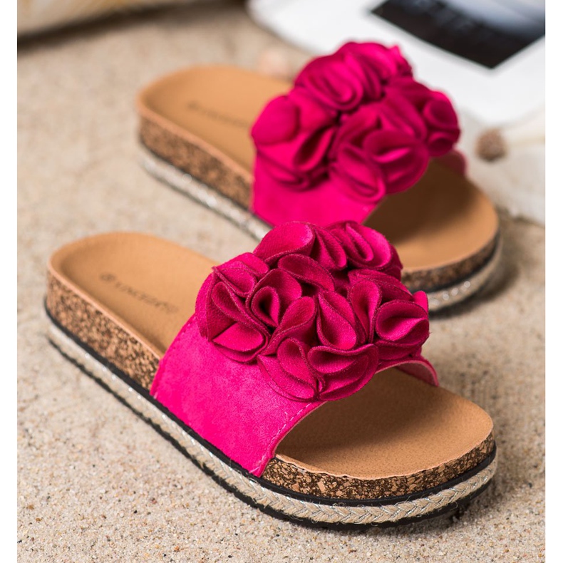 Kényelmes papucs virágokkal VINCEZA rózsaszín 2
