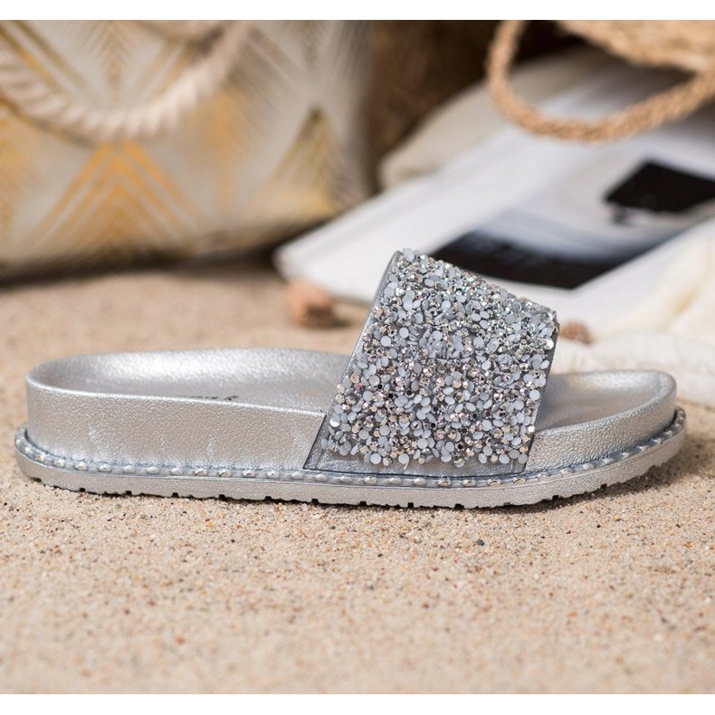 Papucs a VINCEZA platformon szürke 2