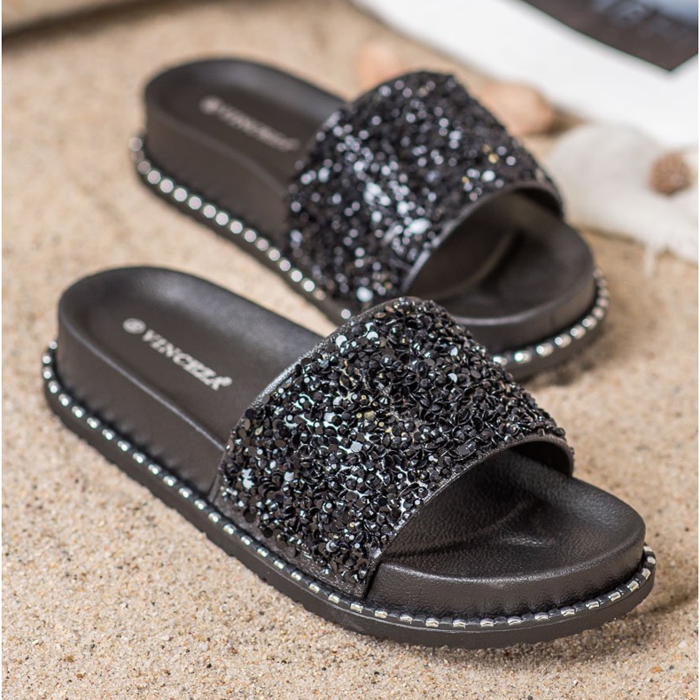 Papucs a VINCEZA platformon fekete 1