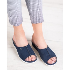 Kényelmes VINCEZA csillogó papucs kék 1