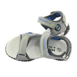 American Club Amerikai HL20/20 bőr talpbetétes szandál, szürke-kék 4