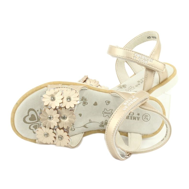 Szandál arany virágokkal és flitterekkel American Club XD10/20 aranysárga 4