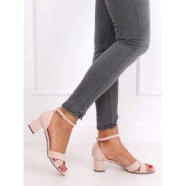 Magas sarkú szandál bézs és rózsaszín F189P Bézs barna 2