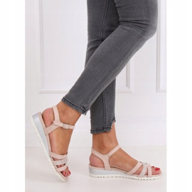 Szandál alacsony ék bézs és rózsaszín NS113P Nude 1