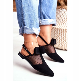 Lu Boo női balerina meghajol öszvér Domino fekete 2