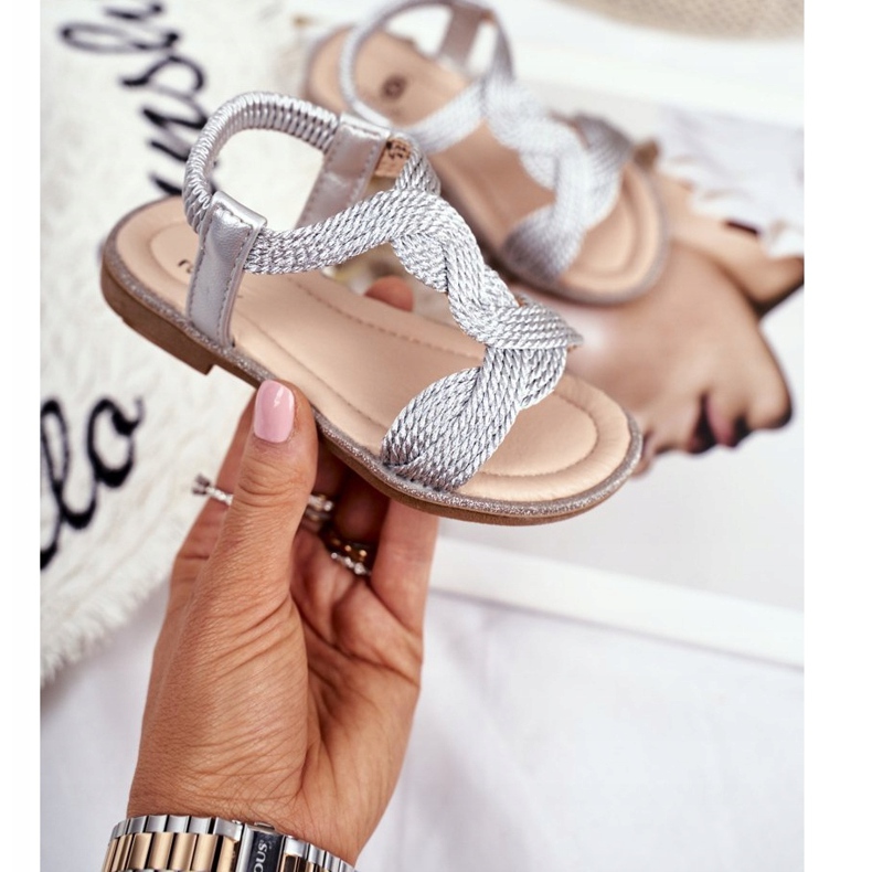 FRROCK Gyermek ezüst Lamado szandál szürke 2