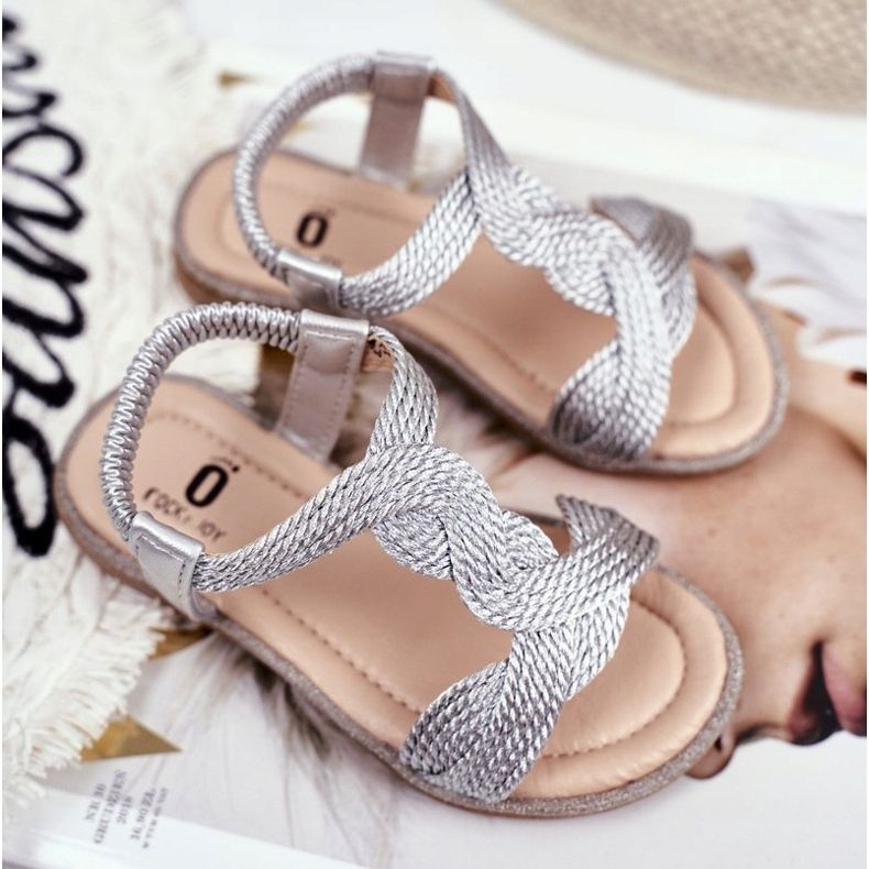 FRROCK Gyermek ezüst Lamado szandál szürke 1