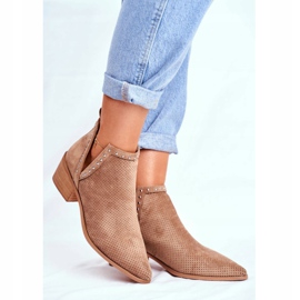 Bellucci Női csizma sarkán Velúr Áttört Bézs Margate 1