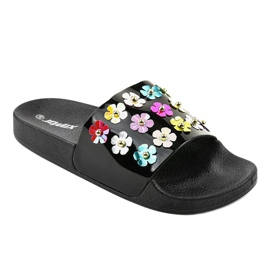 Fekete papucs virággal D7659-1 1 Fekete papucs virággal D7659-1 1