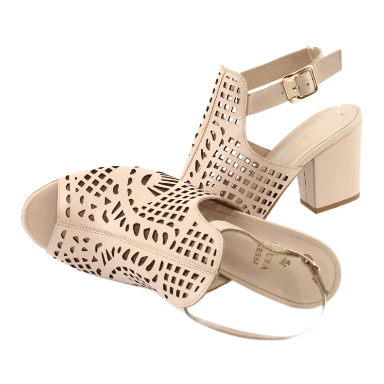 Szandálok egy bárban Laura Messi 1924 Bőr bézs Montoro rózsaszín 5