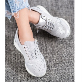 Bőr cipők VINCEZA cipzárral szürke 2