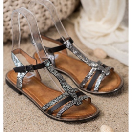 Small Swan Elegáns szandál fekete szürke 1