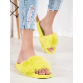 SHELOVET Gumi papucs szőrrel sokszínű zöld 2