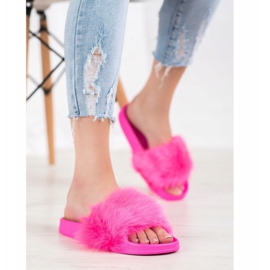 SHELOVET Gumi papucs szőrrel rózsaszín 1