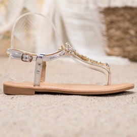 Small Swan Elegáns szandál köbös cirkóniummal szürke 2