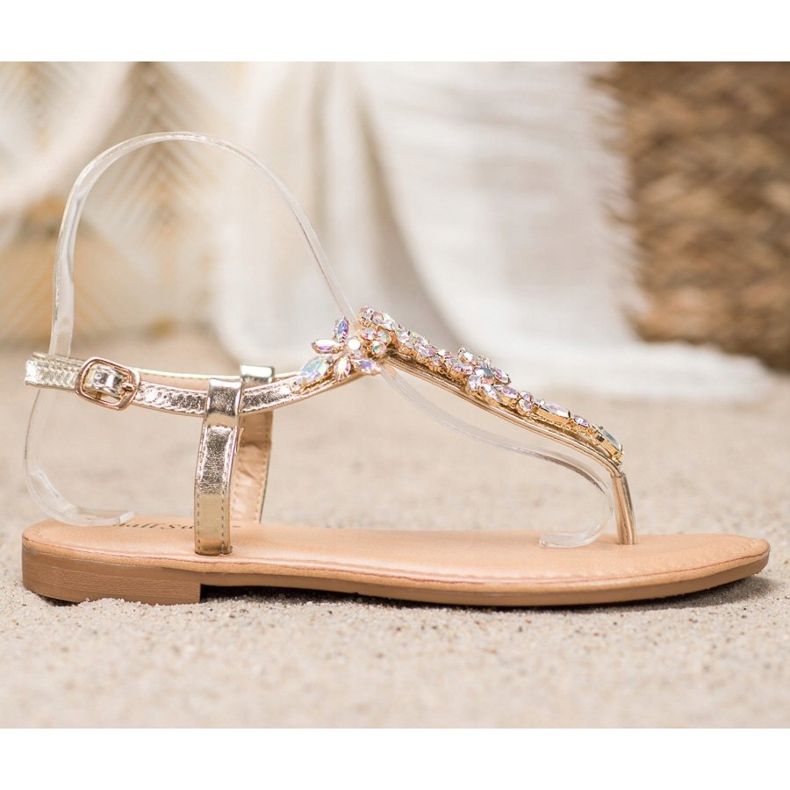 Small Swan Elegáns szandál köbös cirkóniummal sárga 2