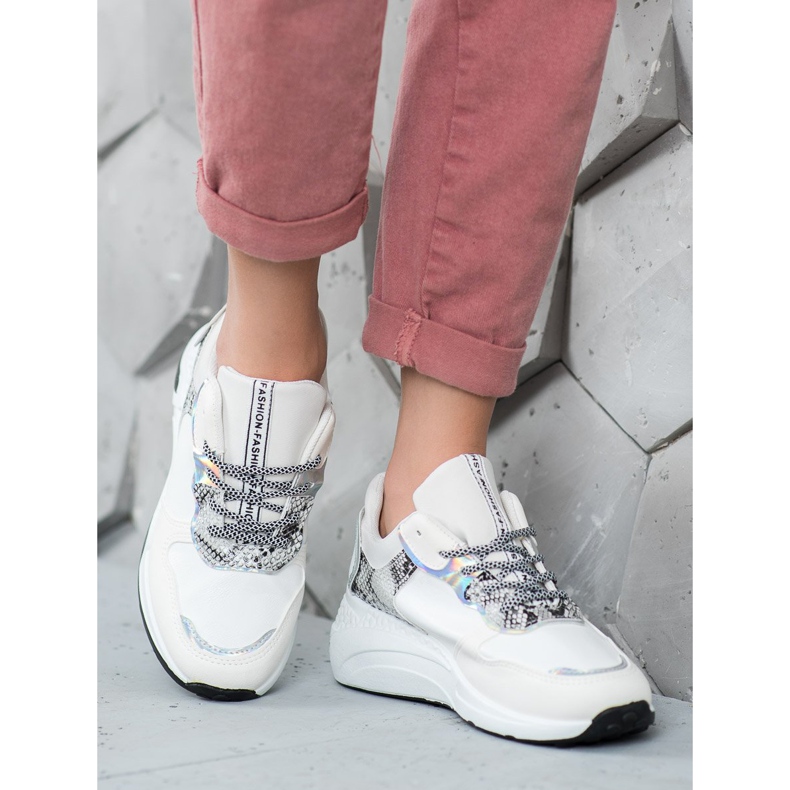 SHELOVET Snake Print Cipők fehér sokszínű 2