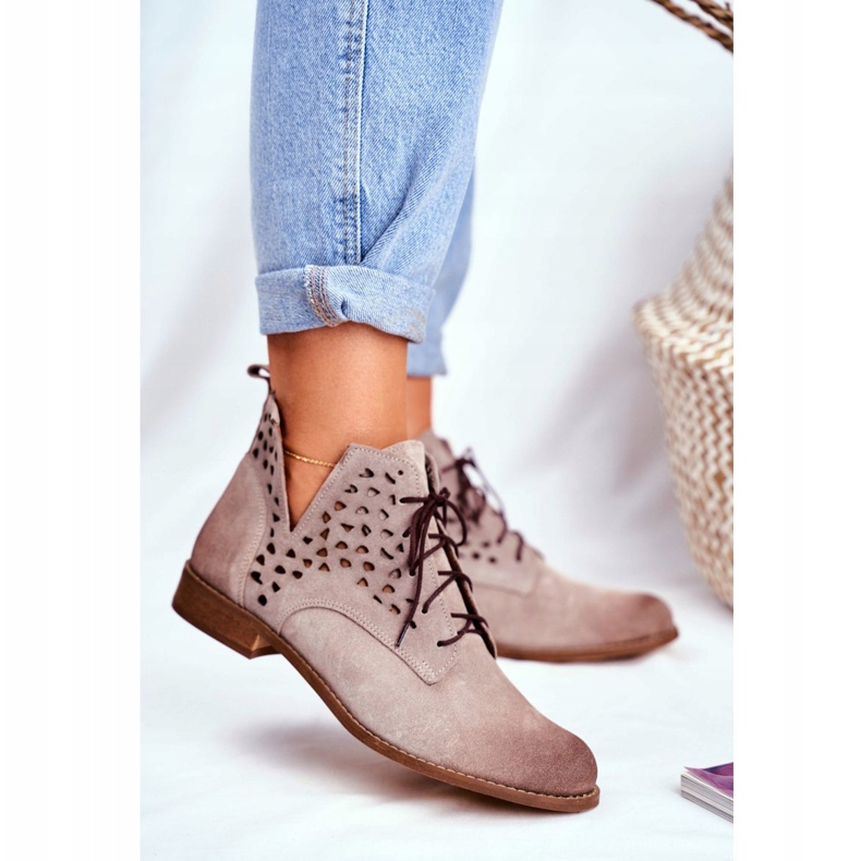 Nicole Női bőrcsizma Cappucino Low Meridan bézs 2