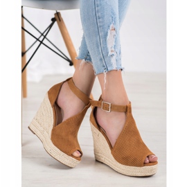 SHELOVET Áttört ék szandál barna 1