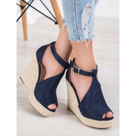 SHELOVET Áttört ék szandál kék 2