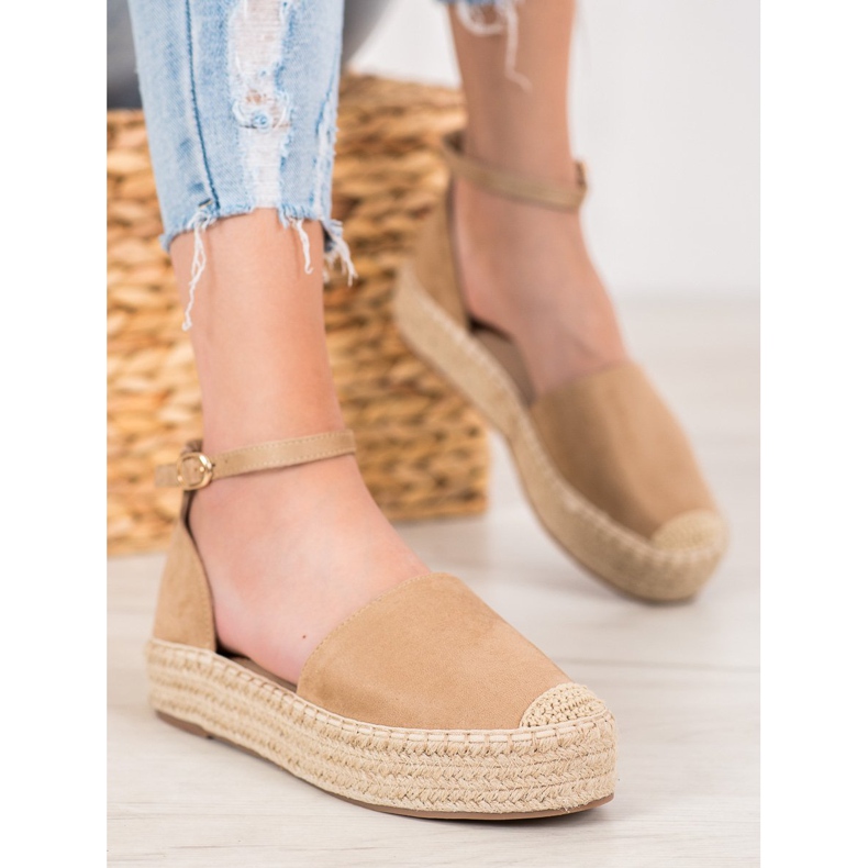 SHELOVET Espadrilles csattal barna 1