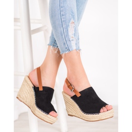 Small Swan Divatos velúr szandál fekete 2