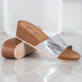 Small Swan Eco bőr papucs szürke 1