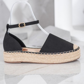 SHELOVET Espadrilles csattal fekete 2