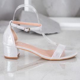 Small Swan Fényes Eco bőr szandál szürke 2