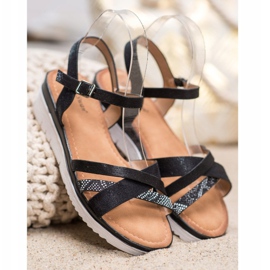 Small Swan Szandál Alacsony Ék fekete 2