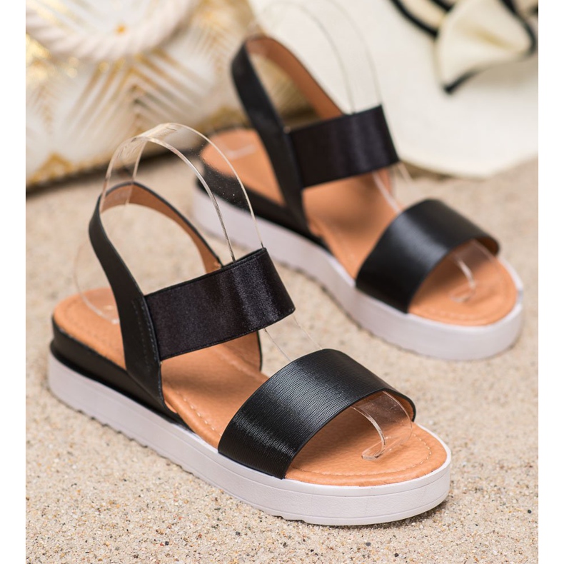 SHELOVET Fekete szandál a platformon 1