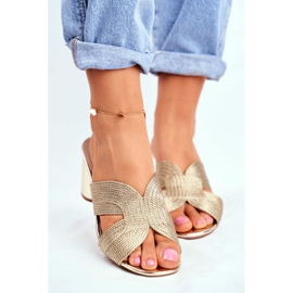 S.Barski Női papucs a sarkán Slip Gold Guest aranysárga 2