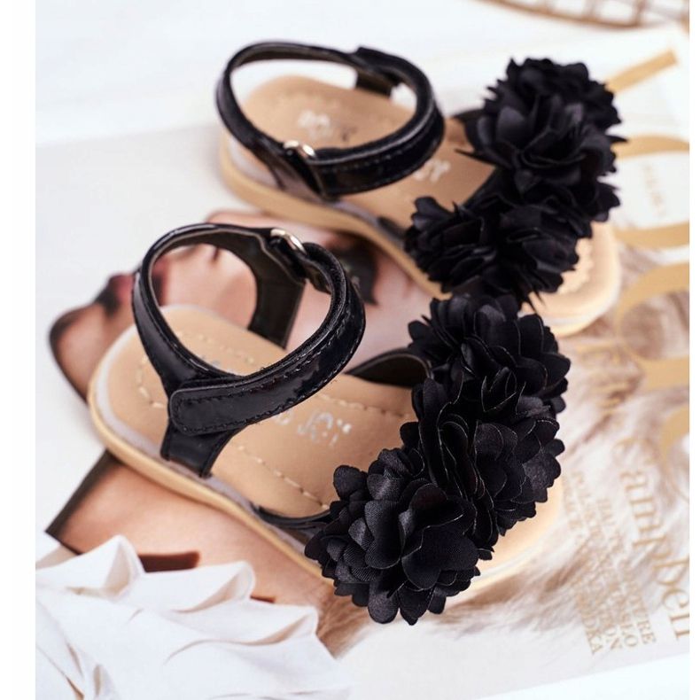 FRROCK Gyermek szandál tépőzárral izzó fekete Milena 1