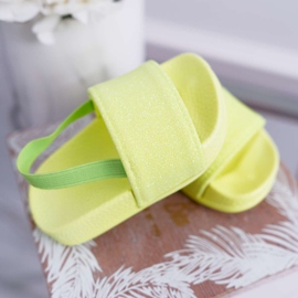 FRROCK Gyermeklány papucs Brocade Lime Rimia sárga 2