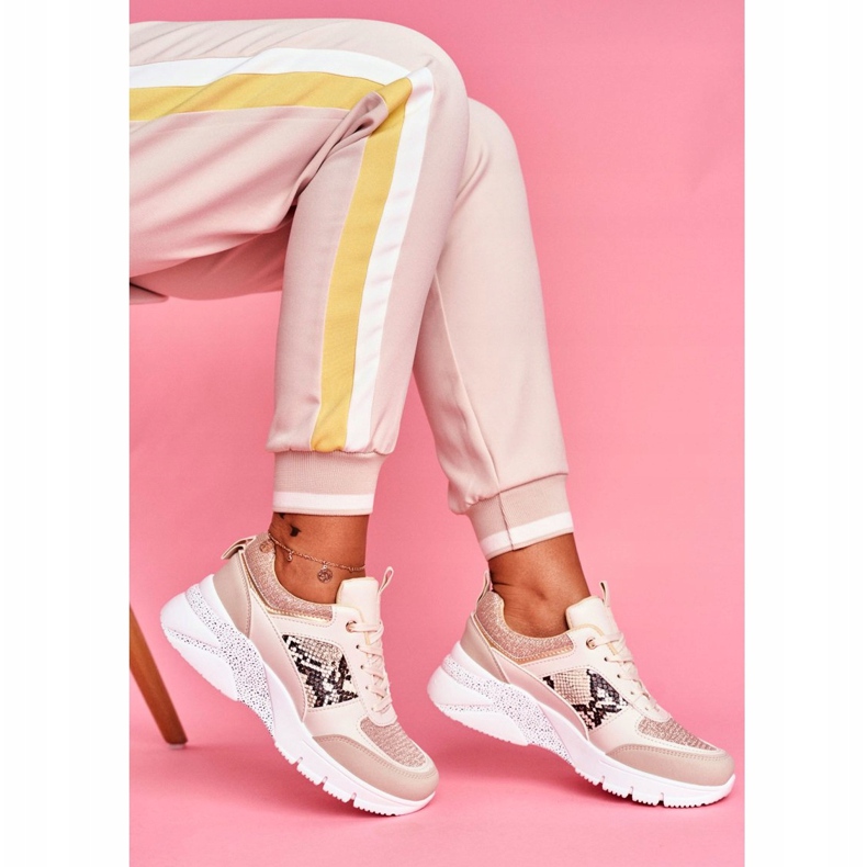 Női sportcipő bézs csillogás Lisbon 2