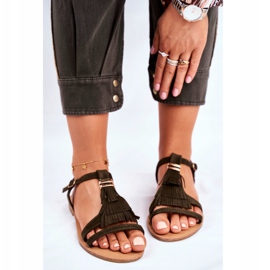 FJ1 Női szandál Lapos velúr Boho Olive Lucami sokszínű zöld 2