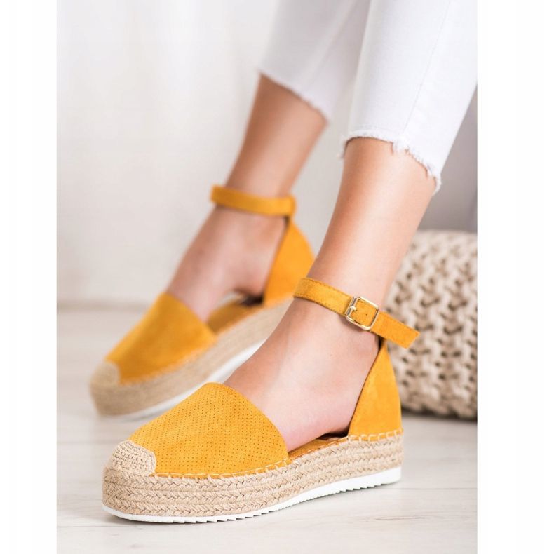 SHELOVET Áttört espadrillák sárga 2 SHELOVET Áttört espadrillák sárga 2