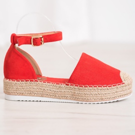 SHELOVET Áttört espadrillák piros 2