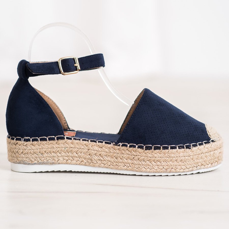 SHELOVET Áttört espadrillák kék 2 SHELOVET Áttört espadrillák kék 2