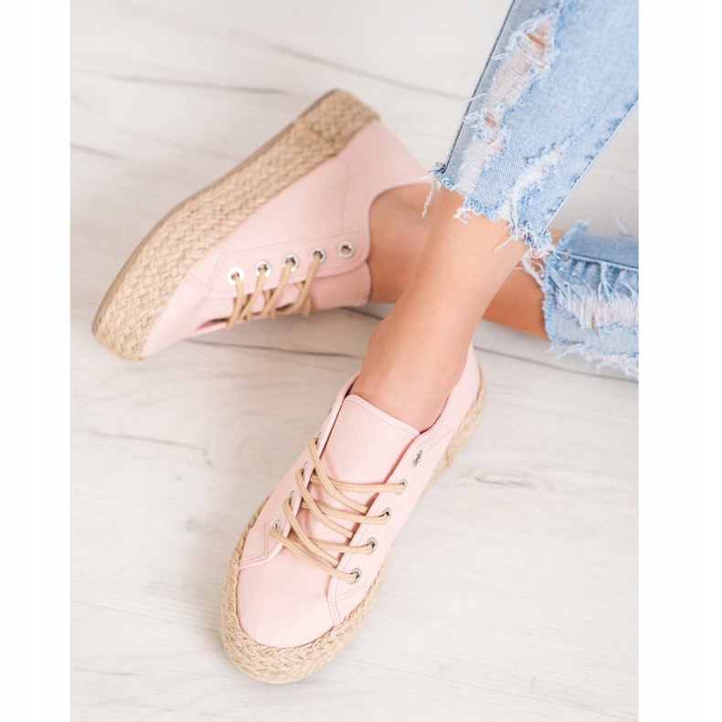 Kylie Cipők Egy Szalma Platformon rózsaszín 1