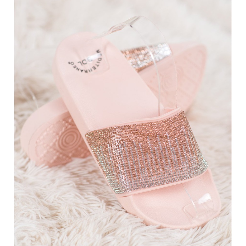 SHELOVET Kényelmes papucs köbös cirkónium -dioxiddal rózsaszín 1