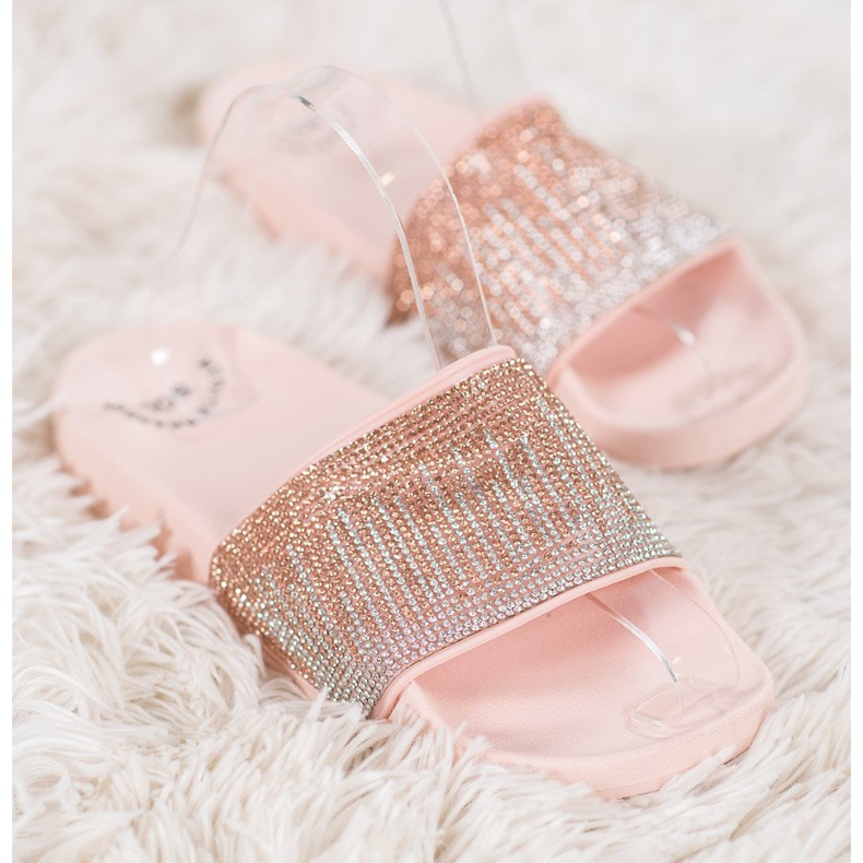 SHELOVET Kényelmes papucs köbös cirkónium -dioxiddal rózsaszín 2